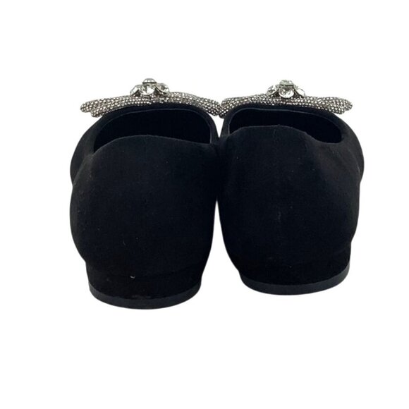 Dominique Nicole Womens Black Flats With Rhinestone Bow Embellishment Size 8M - Picture 3 of 6